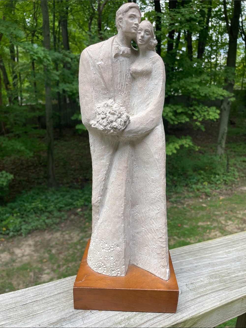 Bride and Groom Sculpture by Austin Productions - 1978 Wedding Statue, 15” Tall